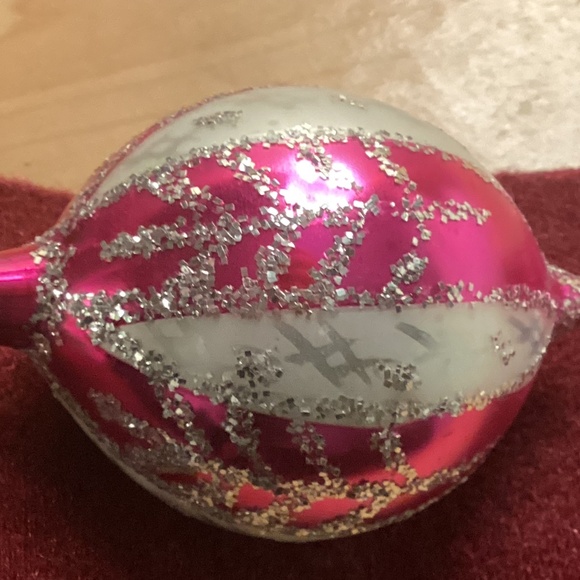 Ornament Christmas Poland Teardrop Heavy Glitter Indent Mirror Reflector 3 1/2in - Picture 4 of 12